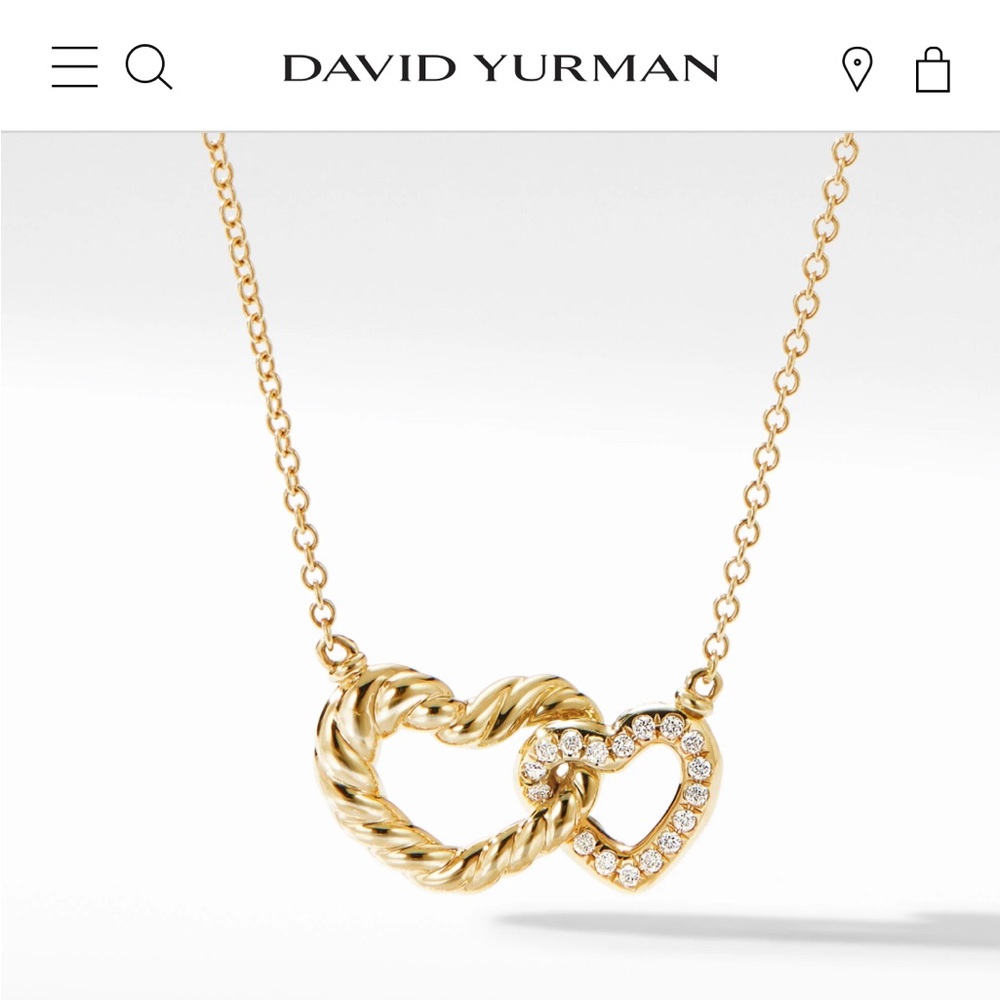 Cable Collectibles Interlocking Heart Necklace in 18K Yellow Gold with Diamonds